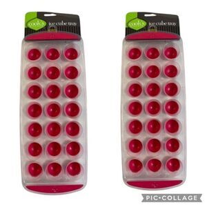 NWT Cook's Kitchen Red Ice Cube Tray 21 Small Dome Ice Cubes or Snacks Pack of 2